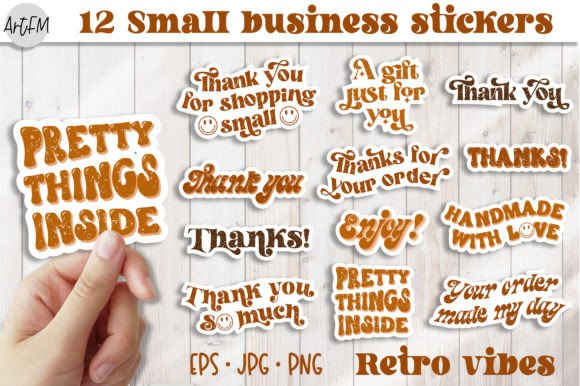 Download Retro Thank You Sticker Pack Template - Thank you sticker Collection