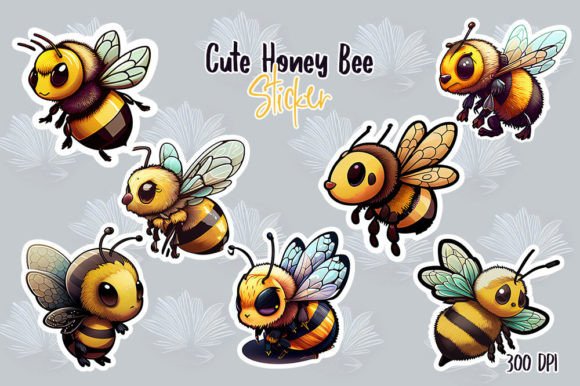 Download Cute Honey Bee Stickers Bundle - Honey bee sticker Collection