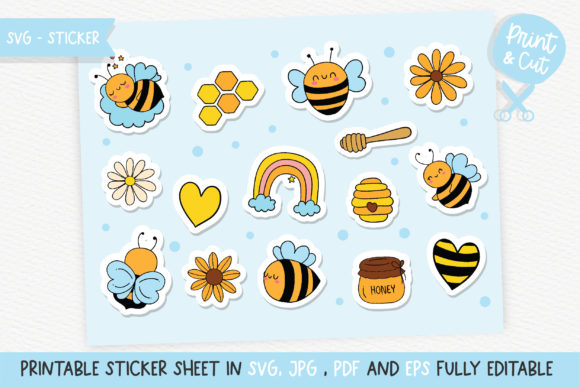 Download Honey Bee Sticker SVG - Honey bee sticker Collection