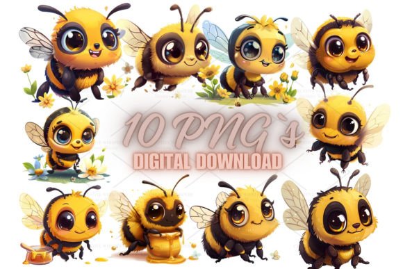 Download Cute Honey Bee Sticker, PNG 5S-34 - Honey bee sticker Collection