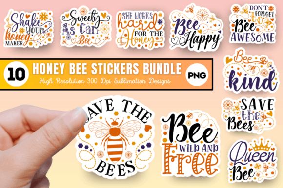 Download Honey Bee Stickers Bundle, Bee Stickers - Honey bee sticker Collection